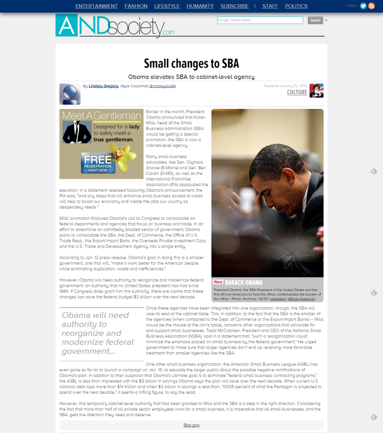 "Small Changes to SBA," AND Magazine